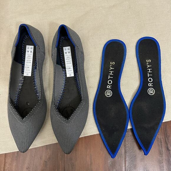 ROTHY'S The Point Birdseye Ballet Flats Gray Slip On Lightweight - Picture 8 of 10